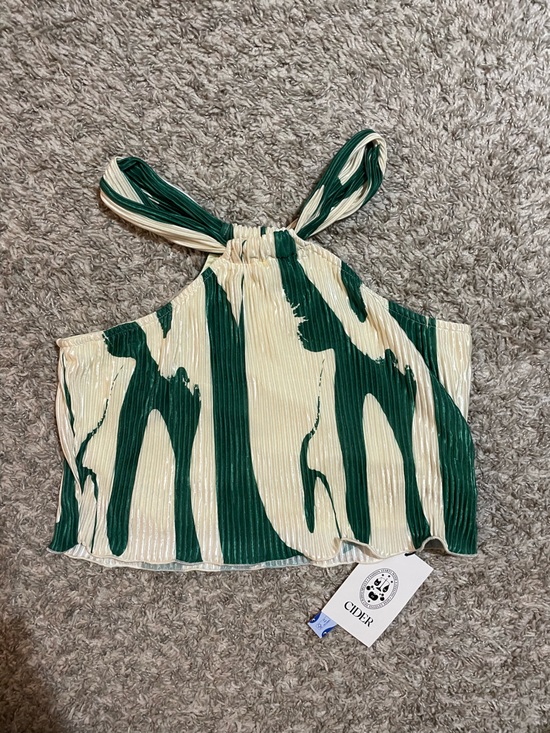 Cider Tops - Cider Green & Cream Abstract Halter Camisole